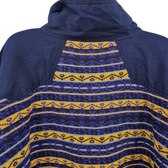 Spyder Vintage Mens M Wool Pullover Half Zip Sweater Purple Yellow - Picture 7 of 14
